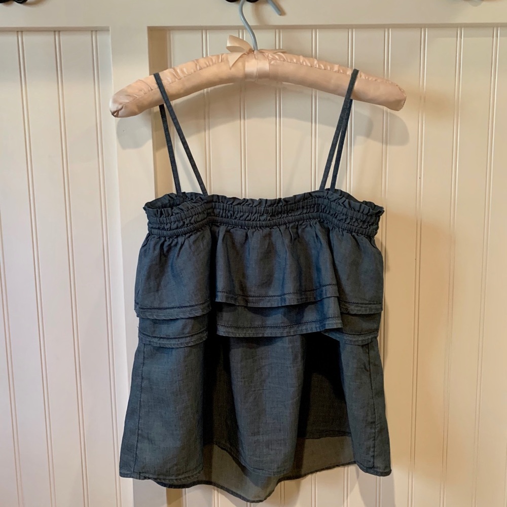 Loft Chambray Ruffle Tank - Picture 3 of 3